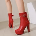 thumbnail image 2 of YLYL Women Ankle Boots with Zipper Buckle Strap Round Toe Chunky High Heel Fashion Chelsea Boots, 2 of 9