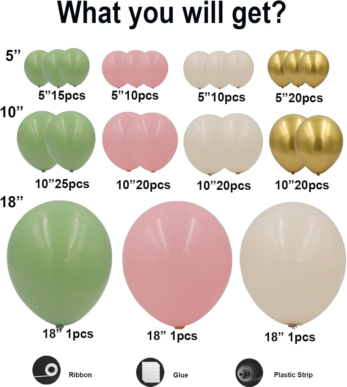 Sage Green Pink Balloon Garland Arch Kit 143pcs White Sand Chrome Gold and Pastel Balloons Garland for Girls Baby in Bloom Baby Shower Mothers Day Jungle Safari  Birthday Party Decorations