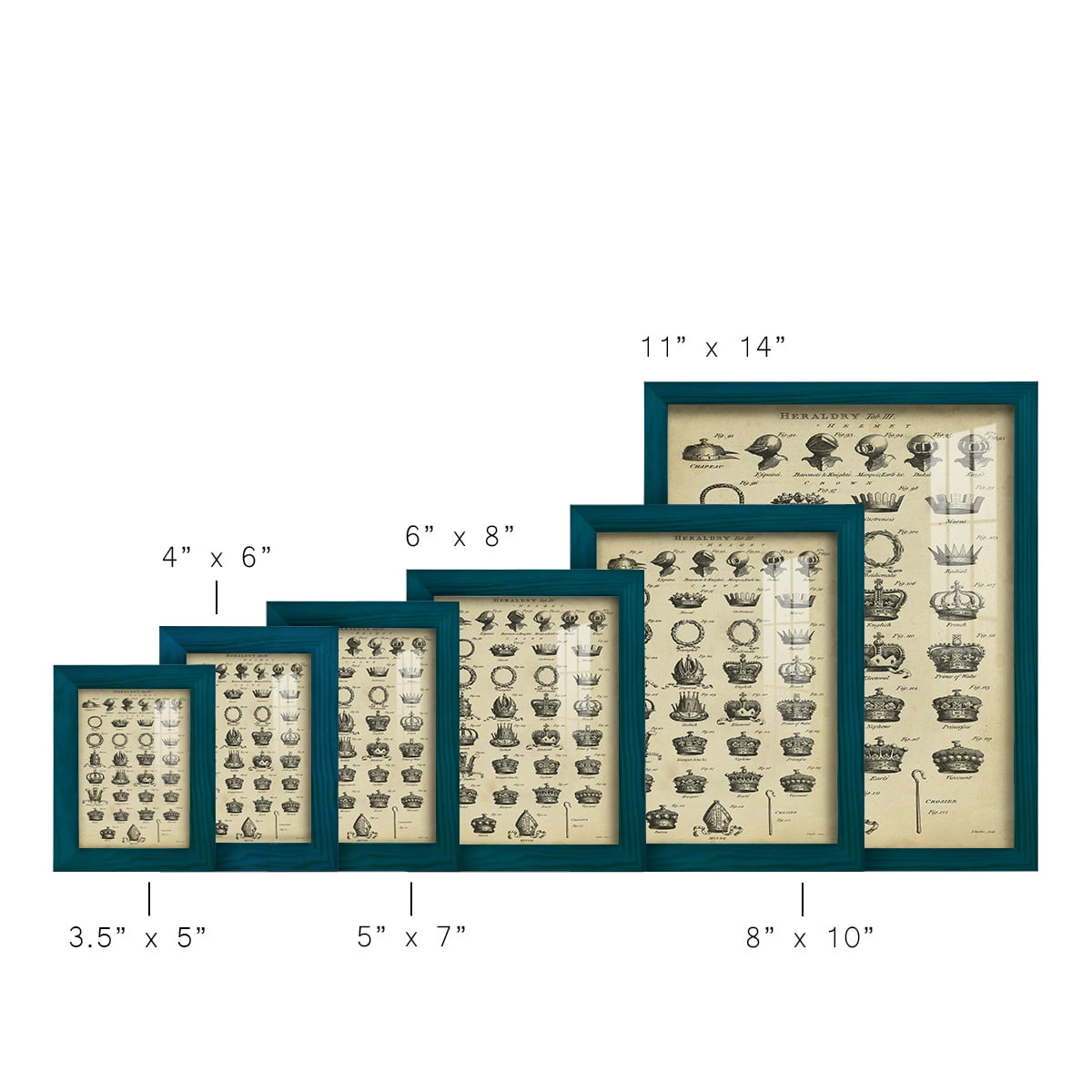 Deckled Encyclopediae IV (AS) -Framed Print w/glass-Ocean Blue