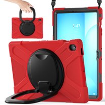 XYX Case for Samsung Galaxy Tab S10 FE  13.1 inch X620/SM-X626B, 360 Degree Rotating Hand Grip Shockproof Cover with Shoulder Strap, Red