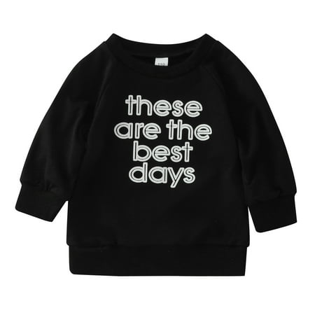 

Zlekejiko Toddler Boys Girls Winter Long Sleeve Sweatshirt Outwear For Kids Clothes Cartoon Letter Prints Black Brown