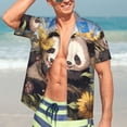 thumbnail image 5 of Lsque Clear Sky Cute Sunflower Panda pattern Hawaiian Shirt for Men, Unisex Summer Beach Casual Short Sleeve Button Down Shirts-XX-Large, 5 of 9