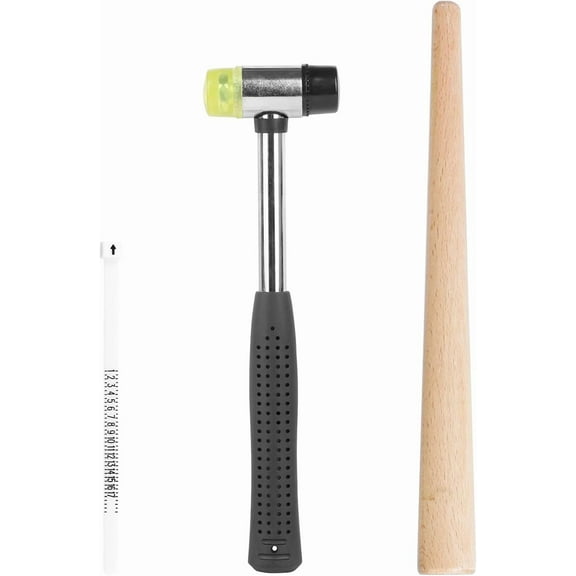 Wood Ring Mandrel Ring Sizer Kit with Finger Gauge and Jewelry Hammer for Ring Making Repair and Resizing Tools