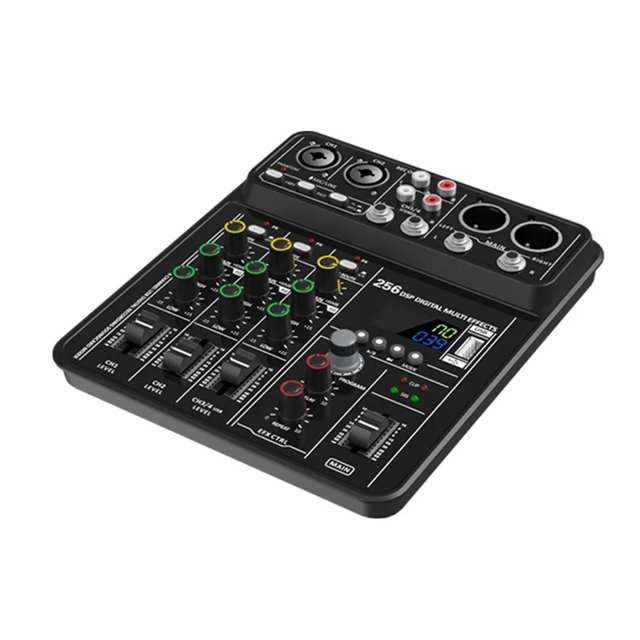 4 Channel Sound Mixer Mixer With 48V Phantom Power USB Bluetooth Studio DJ Console ,Smart Fader