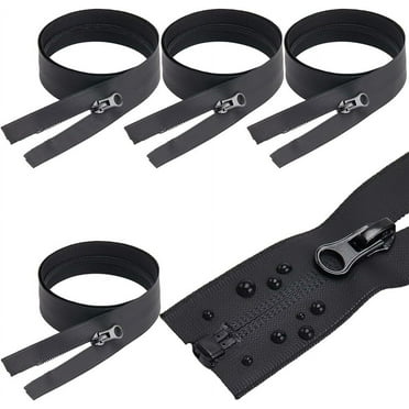 5Pcs 28 Inch Waterproof Zippers Black #5 Nylon Coil Separating Zippers with Zipper Puller Sewer Tailor Tools for Sewing Crafts Clothes Jackets Bags Luggage Down Coats Raincoats