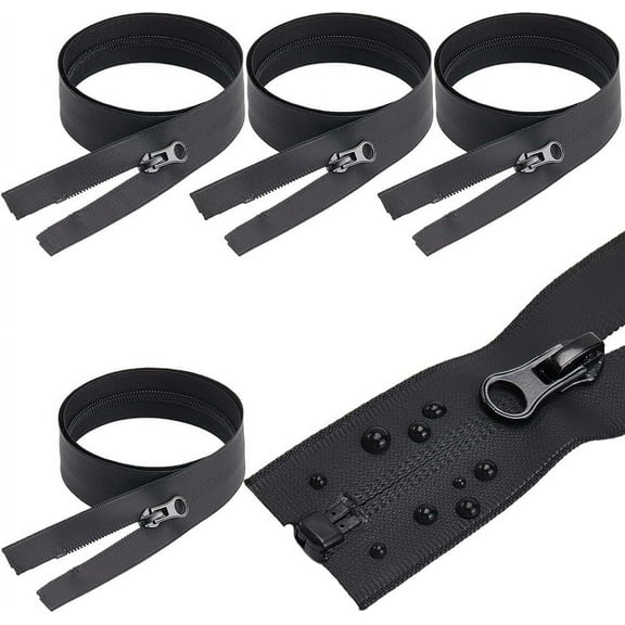 5Pcs 28 Inch Waterproof Zippers Black #5 Nylon Coil Separating Zippers with Zipper Puller Sewer Tailor Tools