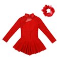 thumbnail image 3 of TiaoBug Kids Girls Rhinestone Figure Ice Roller Skating Dress with Hair Band Gymnastics Skirted Leotard Red 6, 3 of 7