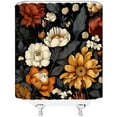 thumbnail image 3 of Boho Black Floral Shower Curtain Vintage Flower Abstract Botanical Aesthetic Retro Home Bathroom Curtains Decor Fabric Include Hooks,70 W X 70 H, 3 of 3