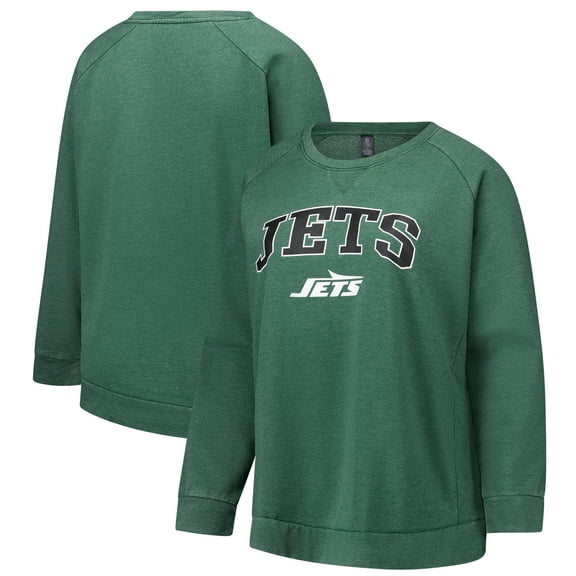 Women's Profile Heather Green New York Jets Plus Size Acid Wash Raglan Sweatshirt