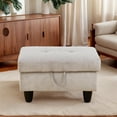 thumbnail image 7 of Grey White Corduroy Storage Ottoman for Living Room Sofa, 7 of 7