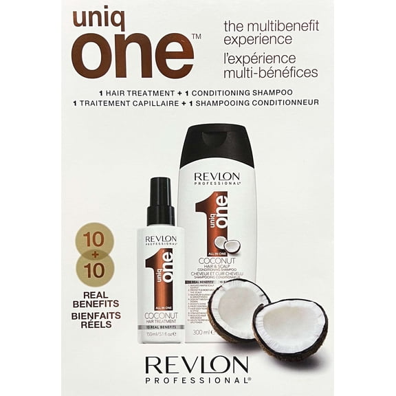 Revlon Uniq ONE 1 , UNIQONE 1 COCONUT Hair Treatment COCONUT Conditioning Shampoo, Unique One Shine Silkiness Hair Serum (5 oz 10 oz)