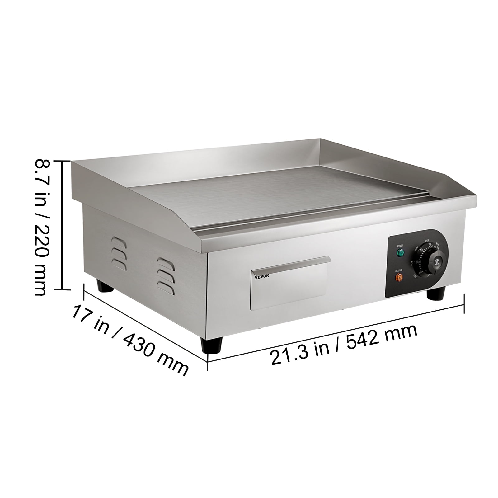KFFKFF 21" Commercial Electric Countertop Griddle Flat Top Grill Hot Plate 1600W