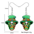 thumbnail image 5 of St. Patrick's Day Shamrock Acrylic Floral Sugar Skull Earrings Dangle Jewelry for Women Holiday Gift, 5 of 6
