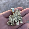 thumbnail image 3 of Real Solid 925 Sterling Silver w/Gold Finish Iced Gorilla Body Bust Down Hip Hop Pendant Charm, 3 of 8