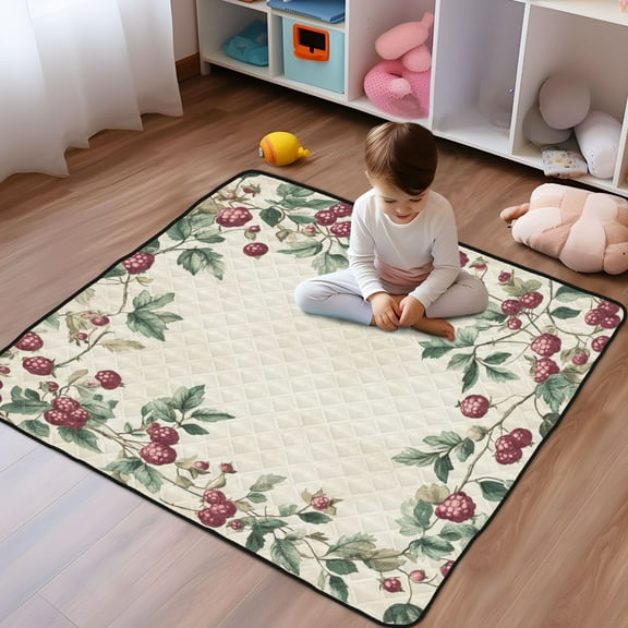 WOBOGO Mulberry Pattern Baby Playmats Extra Large Waterproof Rollable Activity Pads for Toddlers 50×50inch