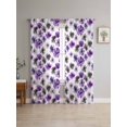 thumbnail image 4 of Sheer Curtains 96 Inches Long 2 Panels, Watercolor Flowers Purple Black Grey Rod Pocket Curtain Voile Draperies, Pastoral Floral Light Filtering Window Treatment for Living Room Kitchen Bedroom, 4 of 8