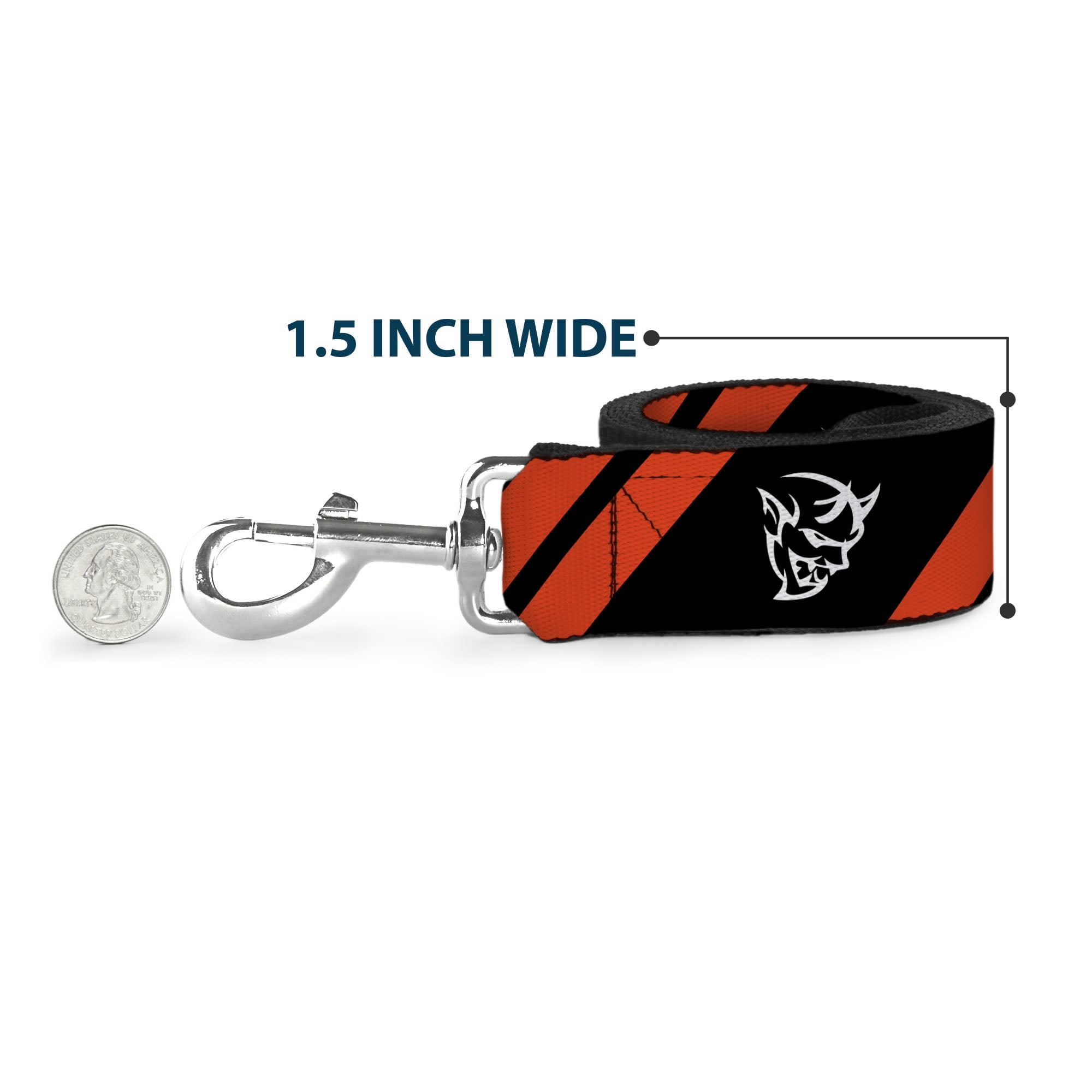 Dodge Pet Leash, Dog Leash, Dodge Stripes Demon Icon Black Red White, 6 Feet Long 1.0 Inch Wide