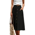 thumbnail image 2 of Women's Polka Dot Midi Skirts Casual High Elastic Waist A Line Pleated Midi Chiffon Skirts with Pockets, 2 of 8
