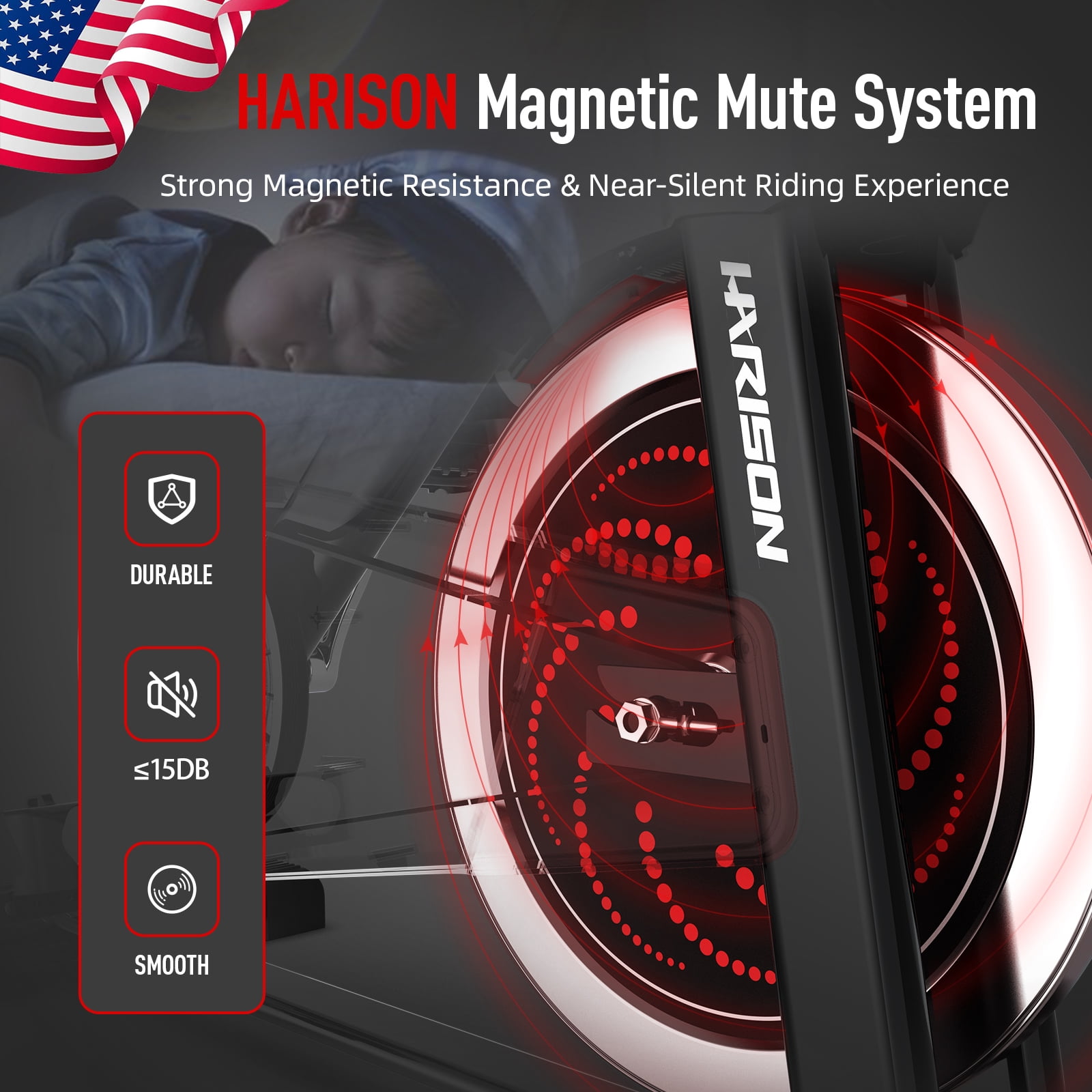 HARISON Magnetic Stationary Bike for Home, Indoor Cycling Bike with 350LBS Capacity, Brake Pad, Tablet Holder & Comfort Seat
