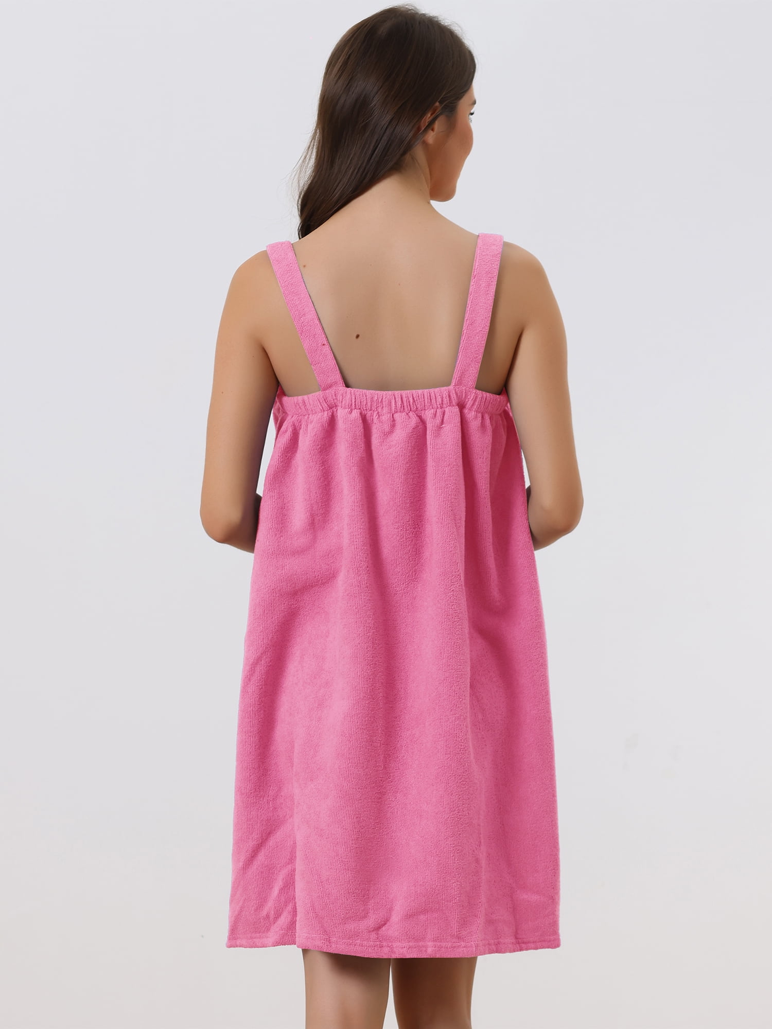 DARING DIVA Towel Wrap Bathrobe Adjustable Closure for Gym Shower M Rose Red