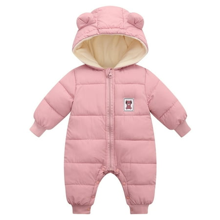 

SYNPOS Baby Boy Girl Winter Hooded Lightweight Snowsuit Romper Puffer Winter Coat