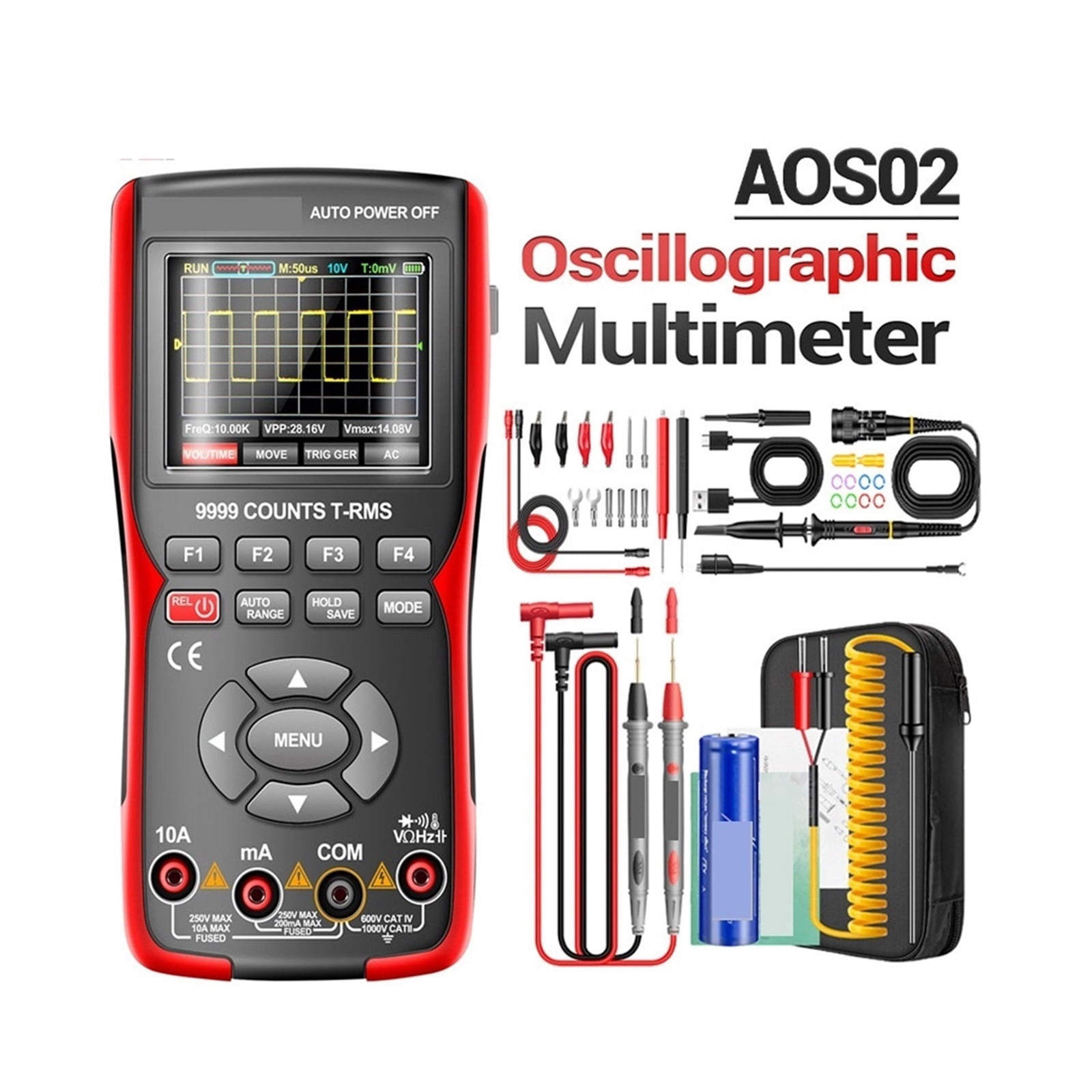 AOS02 Digital Oscilloscope Transistor Test Multimeter 48MS/s Sampling Rate 10MHZ Analog Bandwidth Support Waveform Storage ,Professional Designed