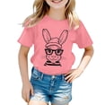 thumbnail image 2 of Girls Tops Cute Bunny Rabbit with Glasses Graphic Tees Tops Clothes Baby Girls Clothes Red 2-3 Years, 2 of 4