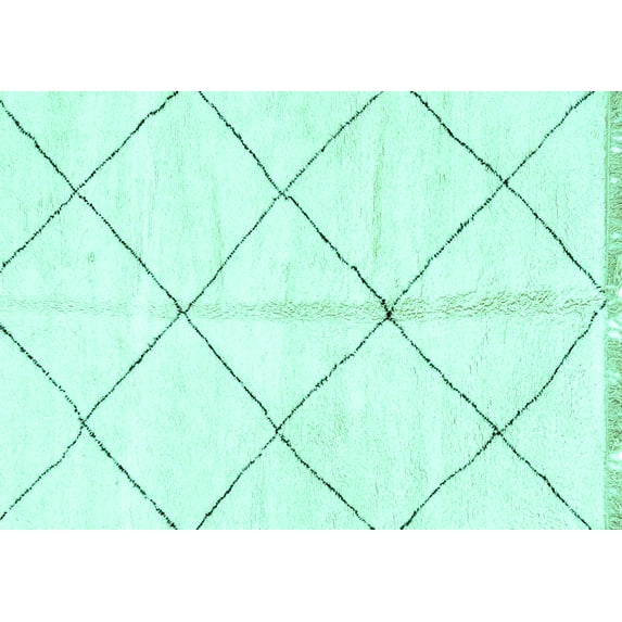 Ahgly Company Machine Washable Indoor Rectangle Solid Turquoise Blue Modern Area Rugs, 4' x 6'