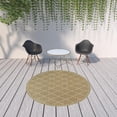 thumbnail image 3 of 8' Tan Round Geometric Stain Resistant Indoor Outdoor Area Rug, 3 of 4