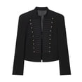 thumbnail image 2 of Outerwear Jackets for Women, YABCSAZ Women's Jacket Slim Fit Button-Decorated Blazer Casual Fashionable Lightweight Solid Color Soft Versatile Daily Outerwear, Black, 2 of 6