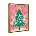 thumbnail image 3 of Merry Christmas Pink Starry Pattern Holiday Graphic Art Metallic Gold Framed Art Print Wall Art, 3 of 6