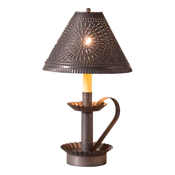 Plantation Candlestick Lamp with Chisel Shade in Kettle Black
