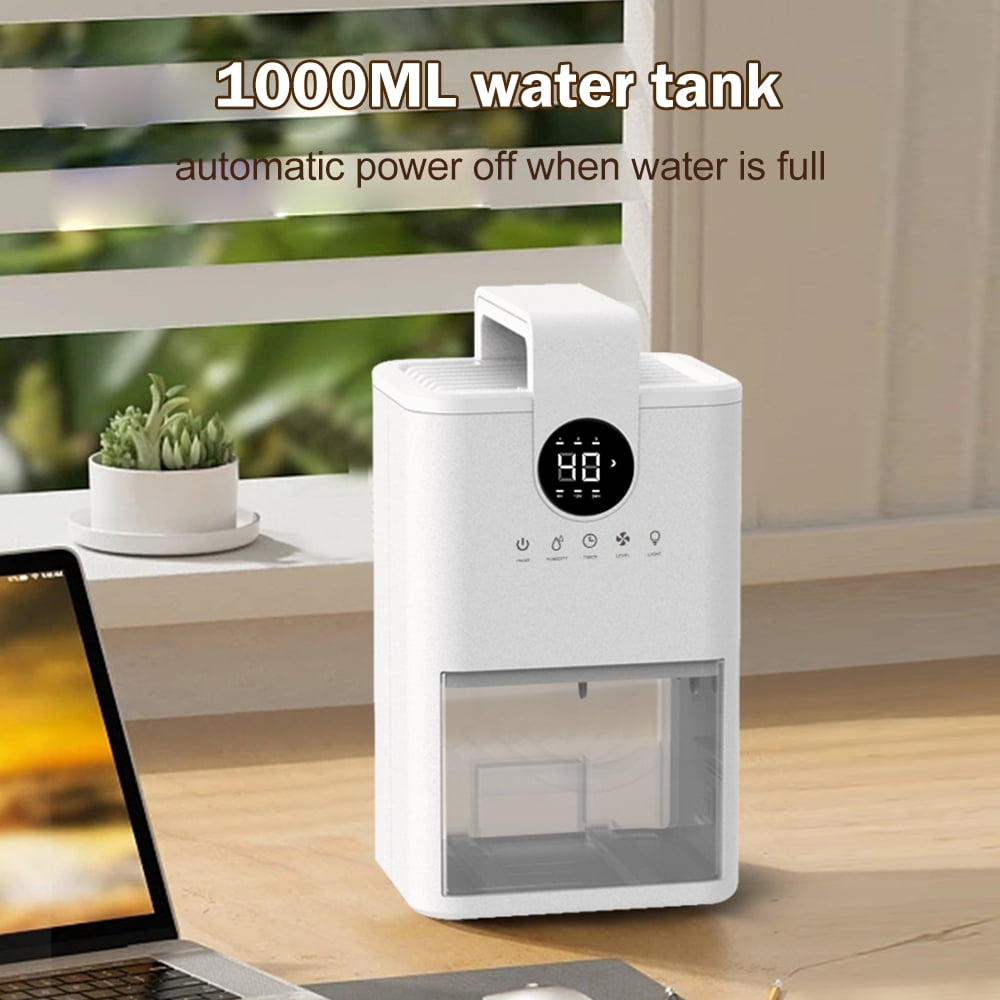 Home Dehumidifiers with Auto Shut Off Timer Quite Sleep Mode Portable Small Dehumidifier for Room Bathroom Bedroom 1000ML