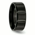 thumbnail image 4 of Titanium Grooved Black IP-plated 8mm Brushed and Polished Band Ring 7 Size, 4 of 6