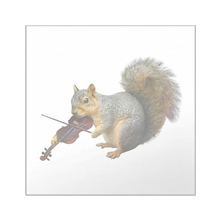 CafePress – Squirrel Violin Square Sticker 3 X 3 – Square Sticker 3 x 3