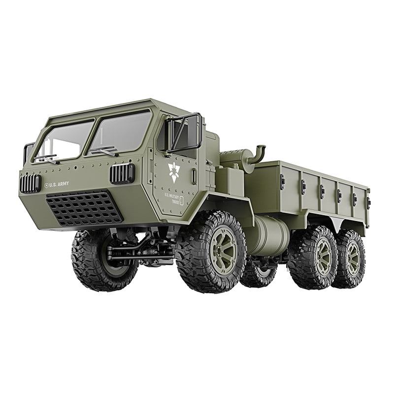 Remote Control Truck RC Military Truck RC Cars 2.4G 1/16 6WD Off-Road Climbing RC Car US Military Truck RTR with LED Light Best Gifts Toys for Adults Kids Children Boys and Girls【US Spot】 