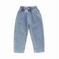 thumbnail image 2 of WQNVRNR Girls Straight Jeans Fall Winter Heart Print Casual Elastic Waist Kids Denim Blue 2 Years, 2 of 8