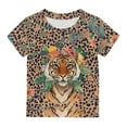 thumbnail image 4 of Spazoro Toddler Girls T-shirts, Casual Crewneck Summer Printed Short Sleeve Tops Tee Brown Size 13 T, 4 of 7
