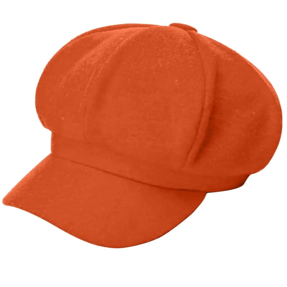 Orange Berets Womens Newsboy Cap Wool Visor Cabbie Fiddler Winter Spring Hat Girls