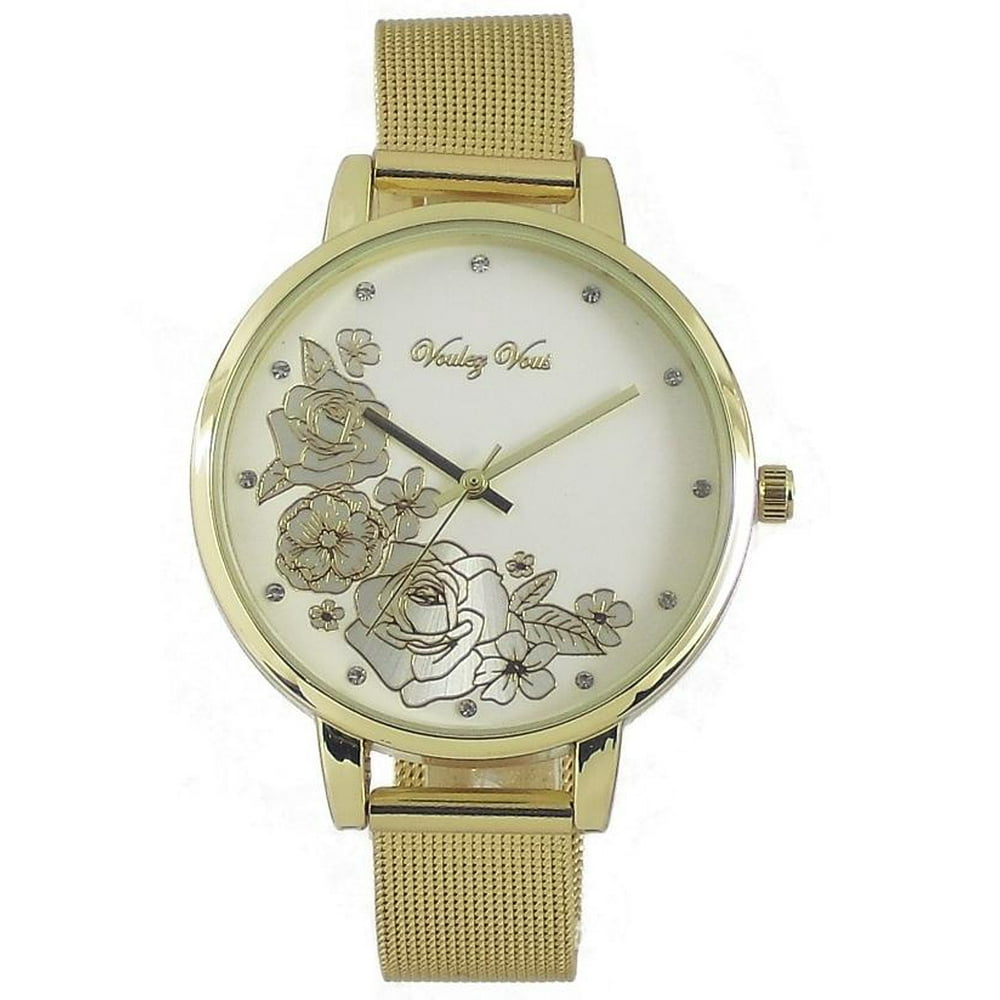 Voulez Vous A beautiful white flower dial watch with twelve crystals