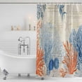 thumbnail image 5 of Small Stall Shower Curtain 48x72 Inch Narrow Half Size Orange Navy Blue Coral Bath Curtains Bathroom Decor, Summer Beach Coastal Retro Waterproof Fabric Shower Curtain Set with Hooks 48 Inch, 5 of 6