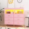thumbnail image 2 of Modern Baby Dresser with LED Lights, Changing Table, 6 Drawers & Power Outlet, Black Storage Solution for Nursery, 2 of 7