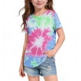 thumbnail image 2 of Watermelon Red Tie Dye Girls T-Shirt, Bright Spiral Pattern Soft Polyester Spandex Short Sleeve Crew Neck Tee, Summer Top for Little Girls Big Girls,Size 11-12 T, 2 of 5