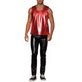 thumbnail image 2 of Camiseta sin mangas metálica INSPIRE CHIC para hombre, cuello redondo, brillante, para fiesta disco, 2XL, roja, 2 of 6