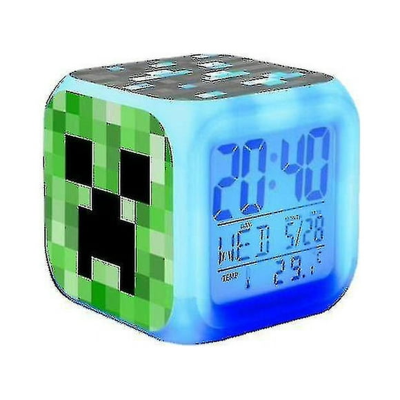 Sajy Minecraft Colorful Color Changing Quartet Alarm Clock Led Night Light Birthday Gift Christmas Gift