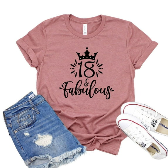 18 & Fabulous T-shirt Birthday Shirts 2003 Born Tee Eighteenth B'day Gift Women's Party Tshirt Celebration Shirt