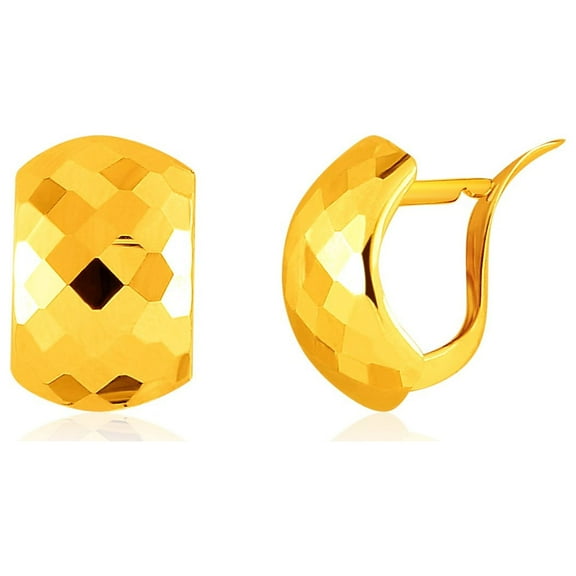 14k Yellow Gold Geometric Texture Earrings