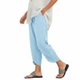 thumbnail image 4 of Capri Pants for Women,Women's Vintage Wide Leg Pants Striped Harem Pants Summer Elastic Waist Capris Casual Lightweight Baggy Cropped Pants, 4 of 6