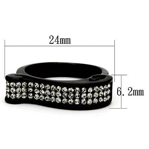 TK862 - IP Black(Ion Plating) Stainless Steel Ring with Top Grade Crystal in Black Diamond