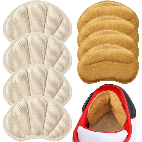 Reusable Heel Cushion Inserts, Adhesive Back of Heel Grips Pads for Too Big Loose Shoes, Heel Guards Liners for Women Men, 4PCS-Beige 4PCS-Beige